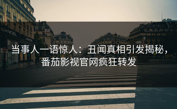 当事人一语惊人：丑闻真相引发揭秘，番茄影视官网疯狂转发