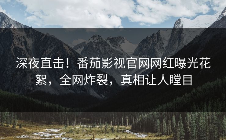 深夜直击！番茄影视官网网红曝光花絮，全网炸裂，真相让人瞠目