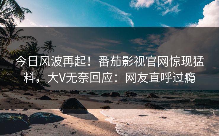 今日风波再起！番茄影视官网惊现猛料，大V无奈回应：网友直呼过瘾