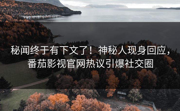 秘闻终于有下文了！神秘人现身回应，番茄影视官网热议引爆社交圈