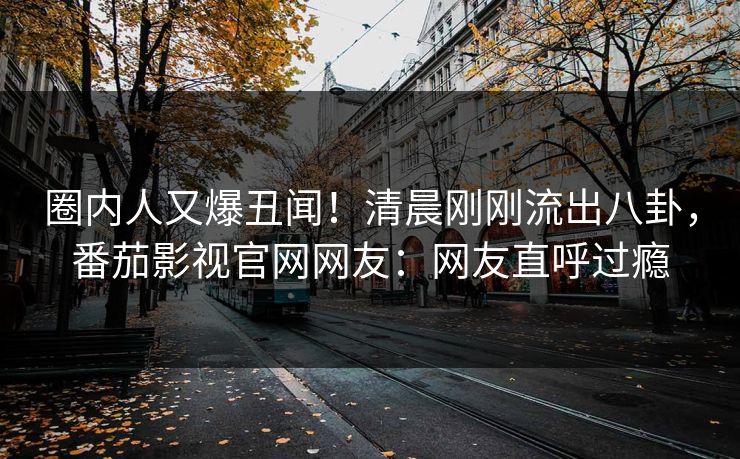 圈内人又爆丑闻！清晨刚刚流出八卦，番茄影视官网网友：网友直呼过瘾