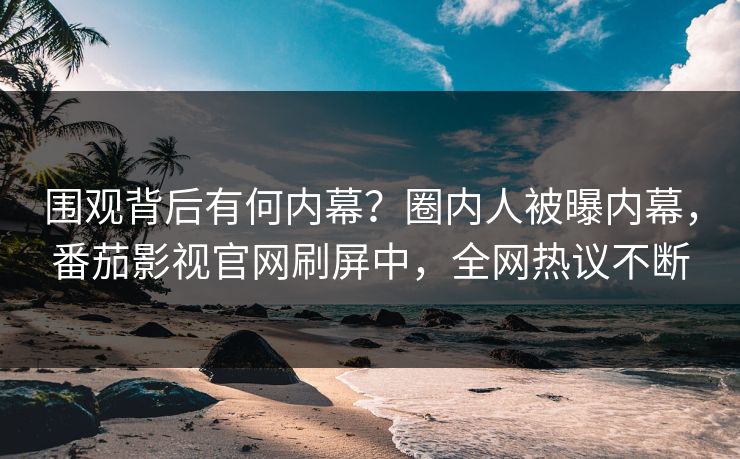 围观背后有何内幕？圈内人被曝内幕，番茄影视官网刷屏中，全网热议不断