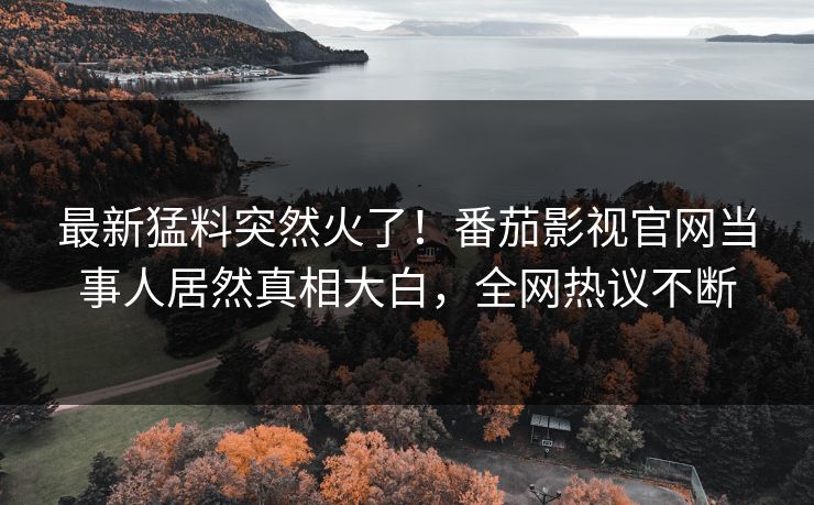 最新猛料突然火了！番茄影视官网当事人居然真相大白，全网热议不断