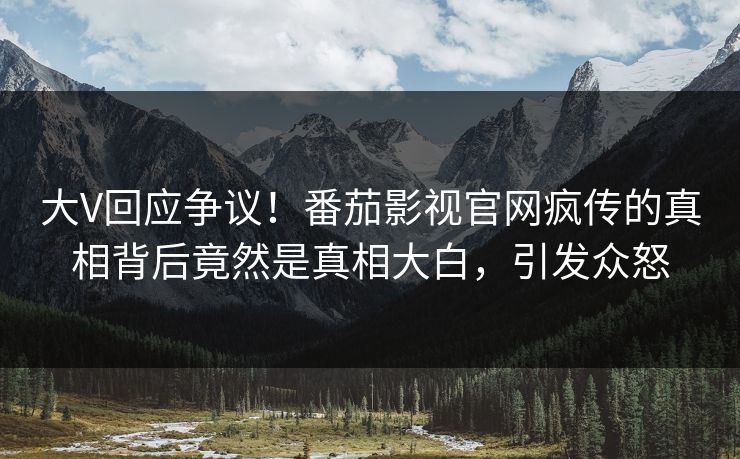 大V回应争议！番茄影视官网疯传的真相背后竟然是真相大白，引发众怒