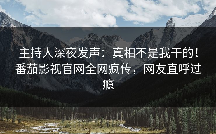 主持人深夜发声：真相不是我干的！番茄影视官网全网疯传，网友直呼过瘾
