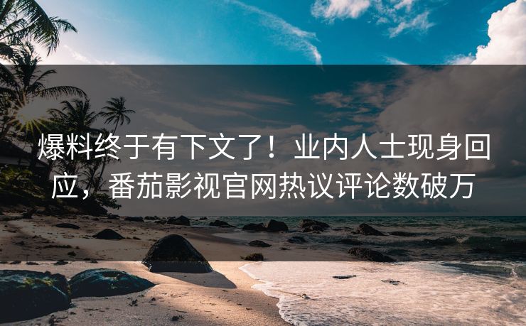 爆料终于有下文了！业内人士现身回应，番茄影视官网热议评论数破万