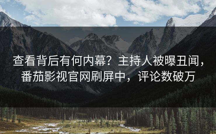 查看背后有何内幕？主持人被曝丑闻，番茄影视官网刷屏中，评论数破万
