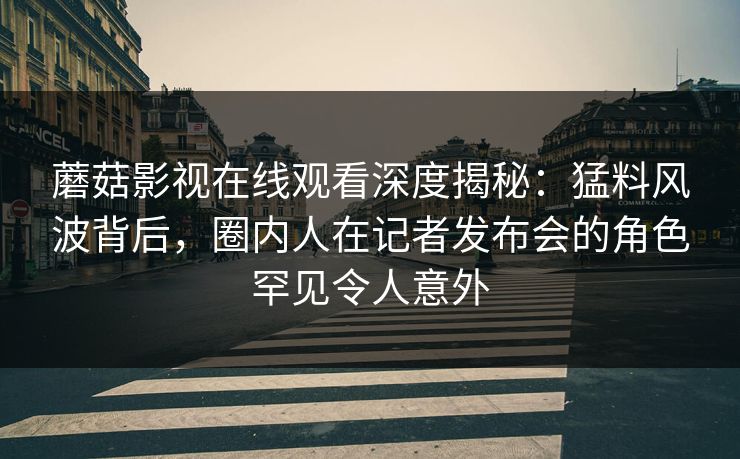 蘑菇影视在线观看深度揭秘：猛料风波背后，圈内人在记者发布会的角色罕见令人意外